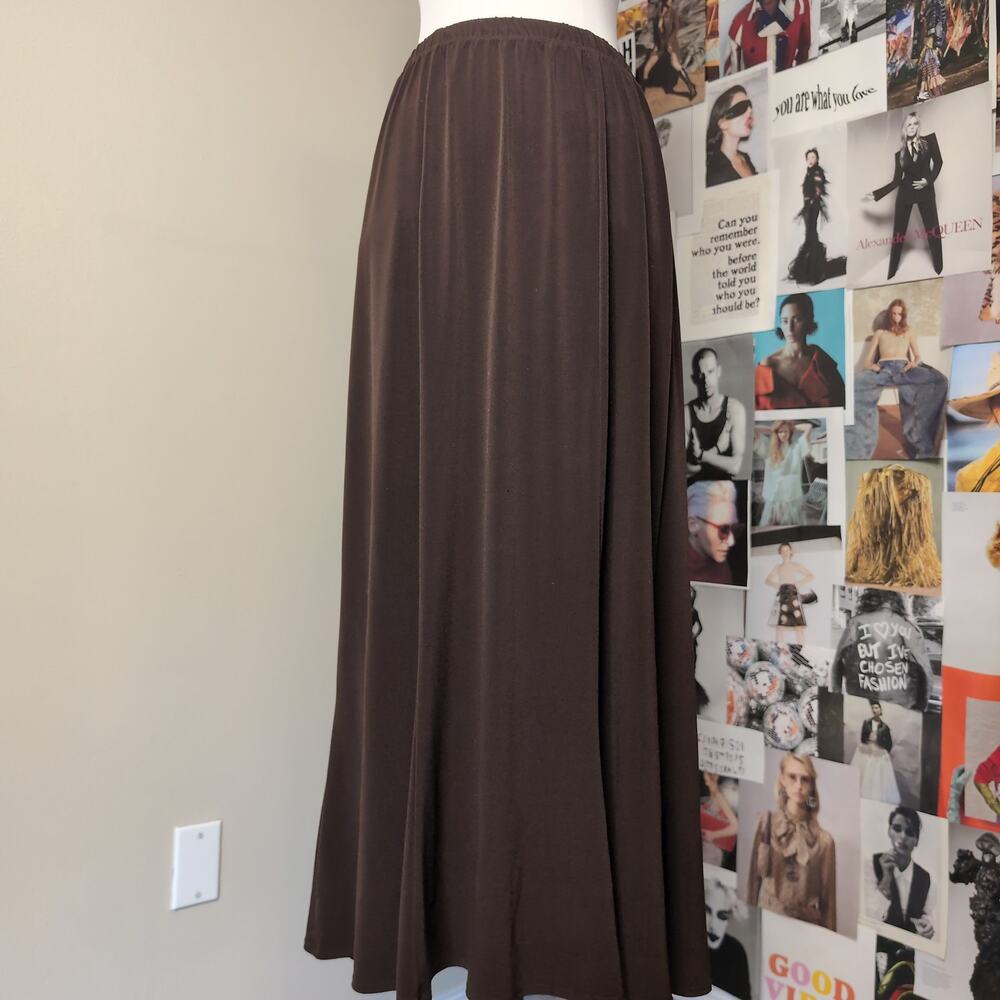Brown Elastic Waist Y2k Maxi Skirt